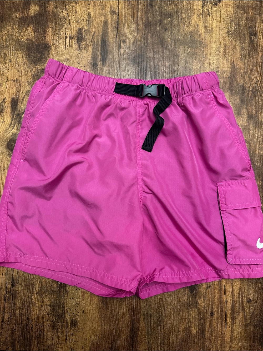 Nike Women's Magenta Cargo Athletic Shorts with Buckle Waist